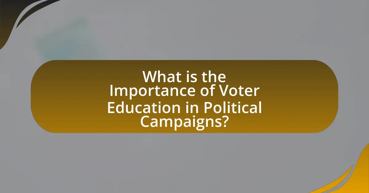 What is the Importance of Voter Education in Political Campaigns?